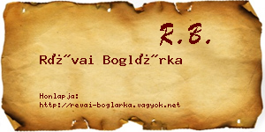 Révai Boglárka névjegykártya